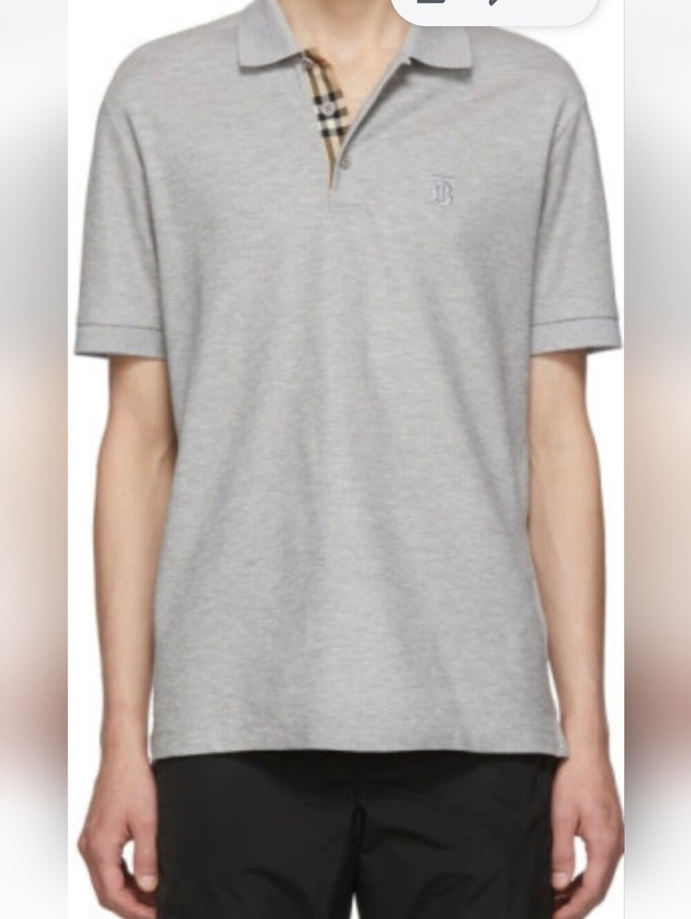 Men's BurberryGrey Polo with Contrast Plaid Placket Size XXL